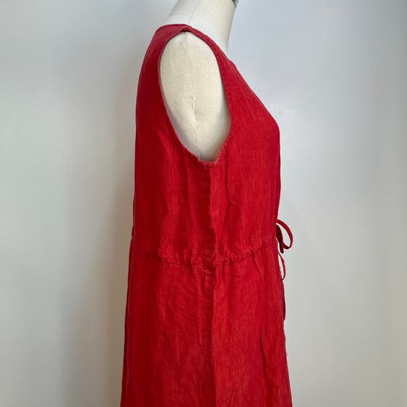 Bryn Walker Sleeveless Red Linen Midi Dress - Picture 9 of 10